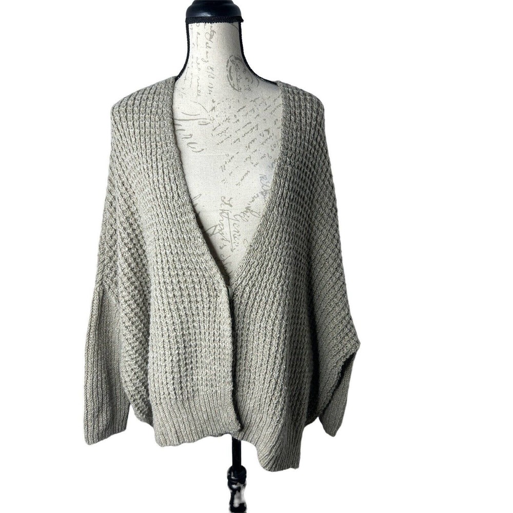Free People Breeze Knit Cardigan Women's L Tan/Beige Oversized Chunky